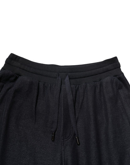 Pantalon de jogging en coton noir avec cordon de serrage de Dolce &amp; Gabbana