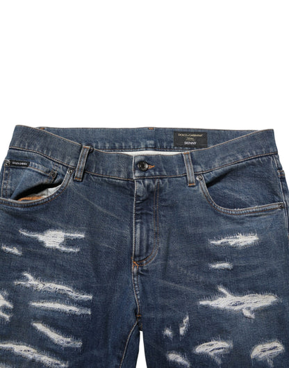 Jean skinny en coton bleu délavé pour homme de Dolce &amp; Gabbana