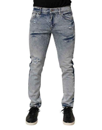 Jean slim en coton bleu délavé pour homme de Dolce &amp; Gabbana
