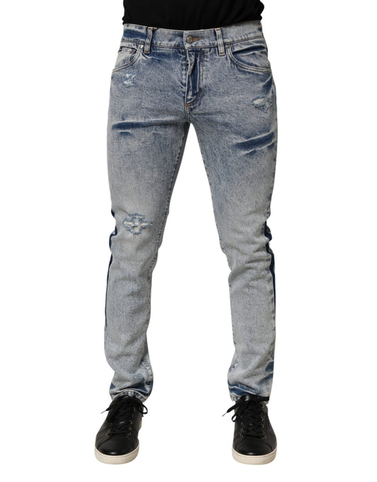 Jean slim en coton bleu délavé pour homme de Dolce &amp; Gabbana