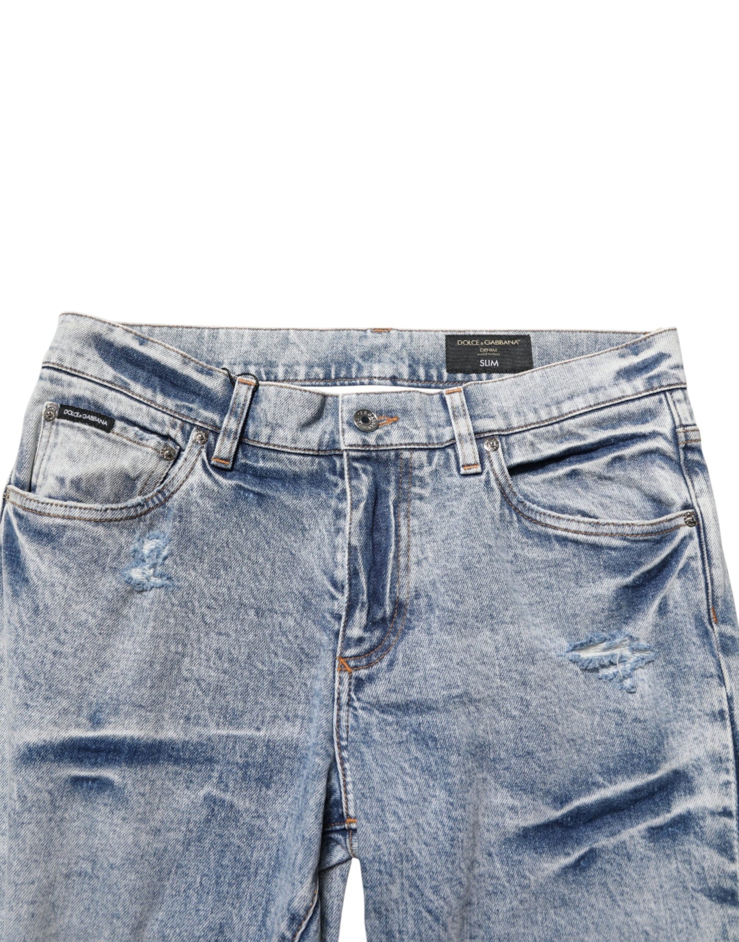 Jean slim en coton bleu délavé pour homme de Dolce &amp; Gabbana