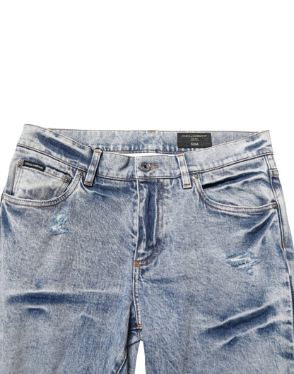 Jean slim en coton bleu délavé pour homme de Dolce &amp; Gabbana