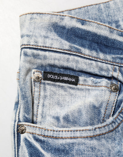 Jean slim en coton bleu délavé pour homme de Dolce &amp; Gabbana