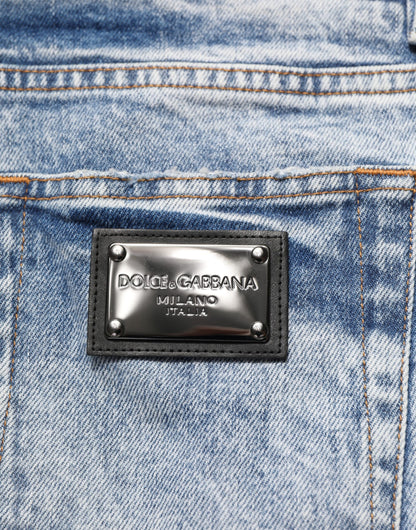 Jean slim en coton bleu délavé pour homme de Dolce &amp; Gabbana