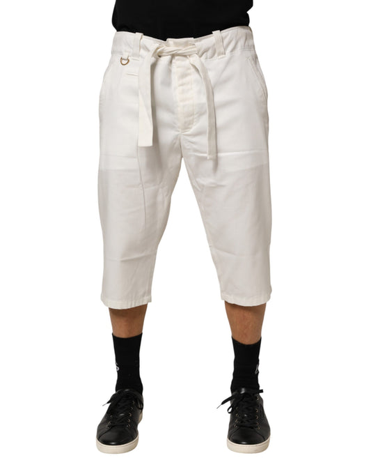 Pantalon Cropped en Coton Stretch Blanc de Dolce &amp; Gabbana