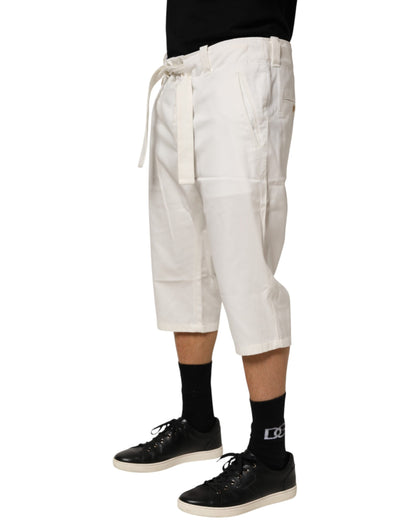 Pantalon Cropped en Coton Stretch Blanc de Dolce &amp; Gabbana