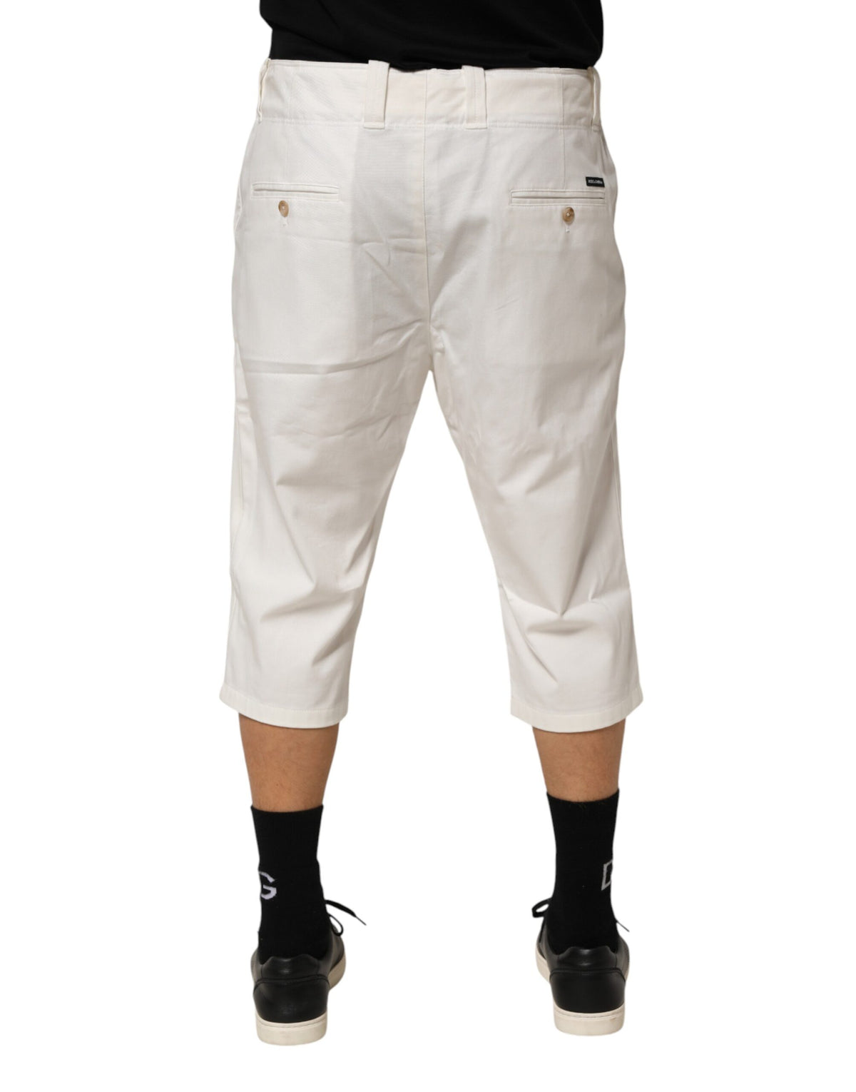 Pantalon Cropped en Coton Stretch Blanc de Dolce &amp; Gabbana