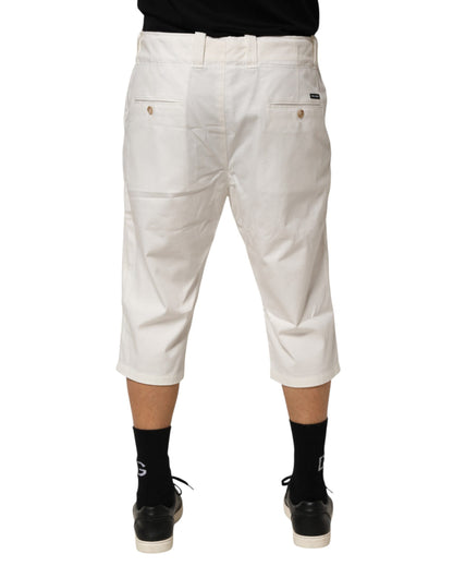 Pantalon Cropped en Coton Stretch Blanc de Dolce &amp; Gabbana