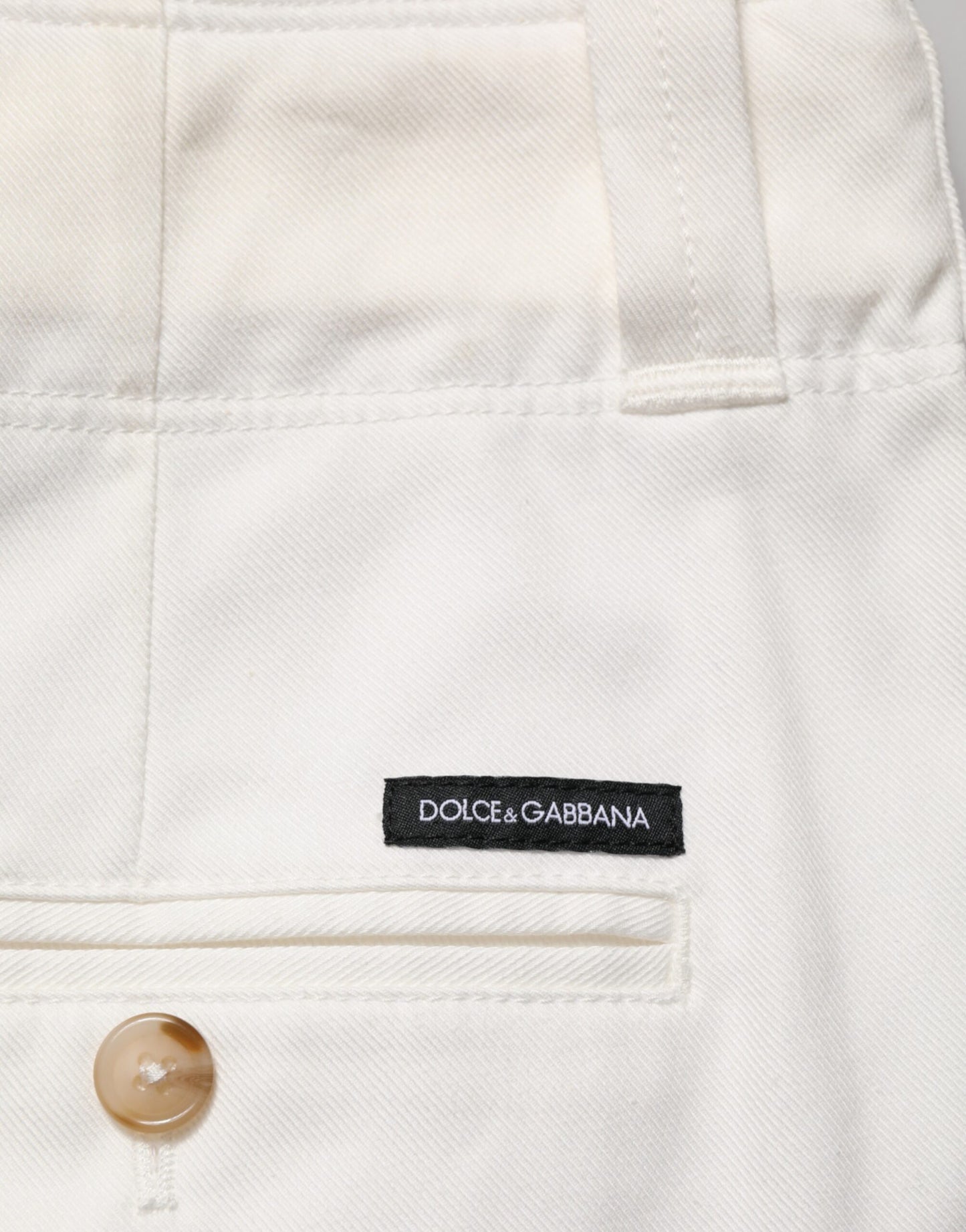 Pantalon Cropped en Coton Stretch Blanc de Dolce &amp; Gabbana