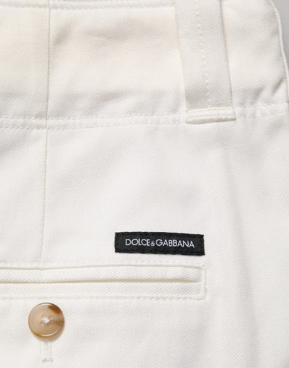 Pantalon Cropped en Coton Stretch Blanc de Dolce &amp; Gabbana