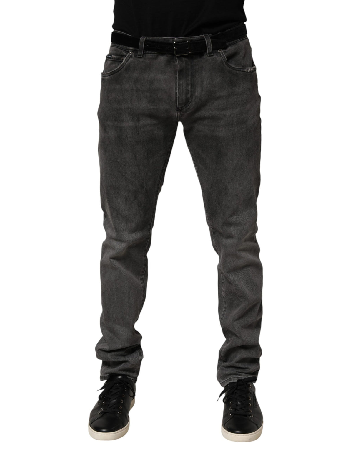 Dolce & Gabbana Jeans Skinny en Coton Gris Foncé pour Homme