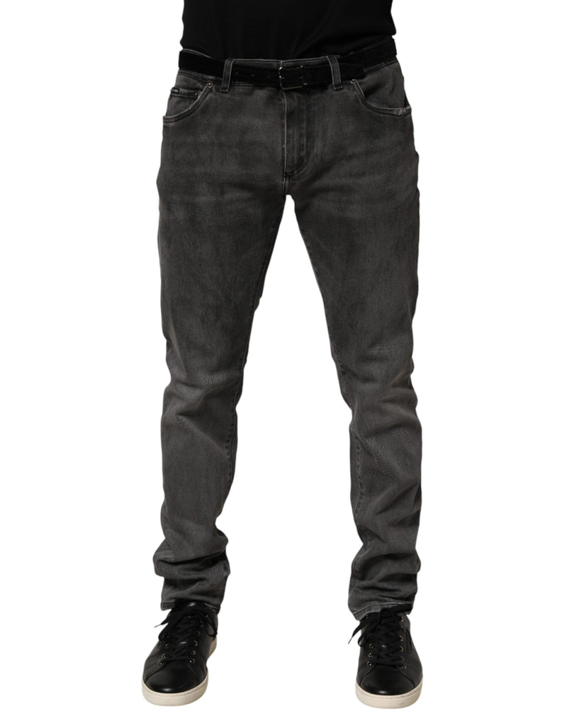 Dolce & Gabbana Dark Gray Cotton Skinny Jeans for Men