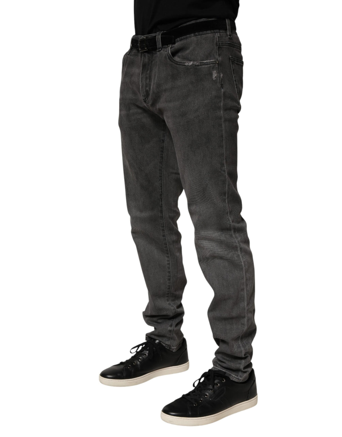 Dolce & Gabbana Jeans Skinny en Coton Gris Foncé pour Homme