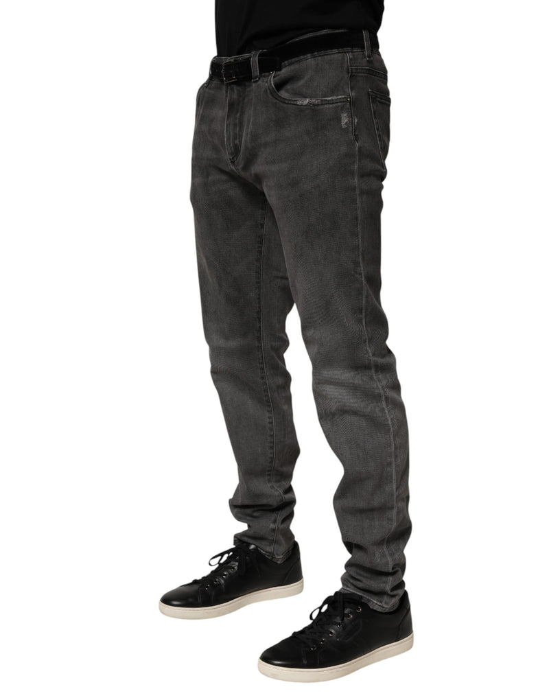 Dolce & Gabbana Dark Gray Cotton Skinny Jeans for Men