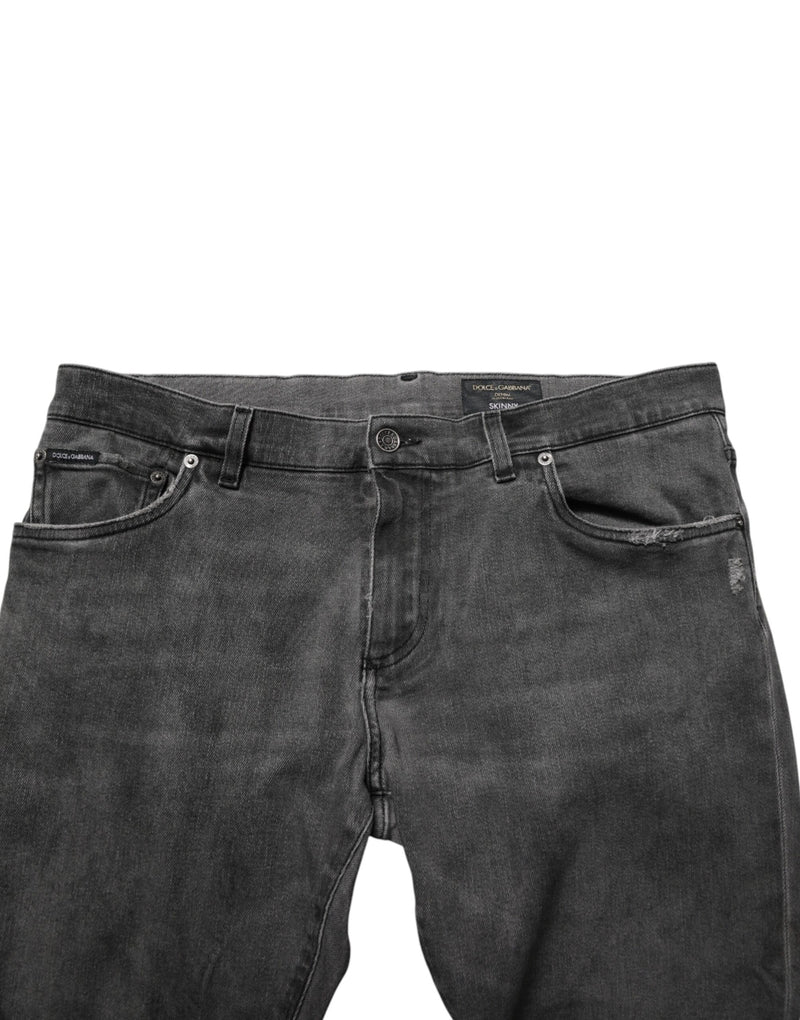 Dolce & Gabbana Dark Gray Cotton Skinny Jeans for Men