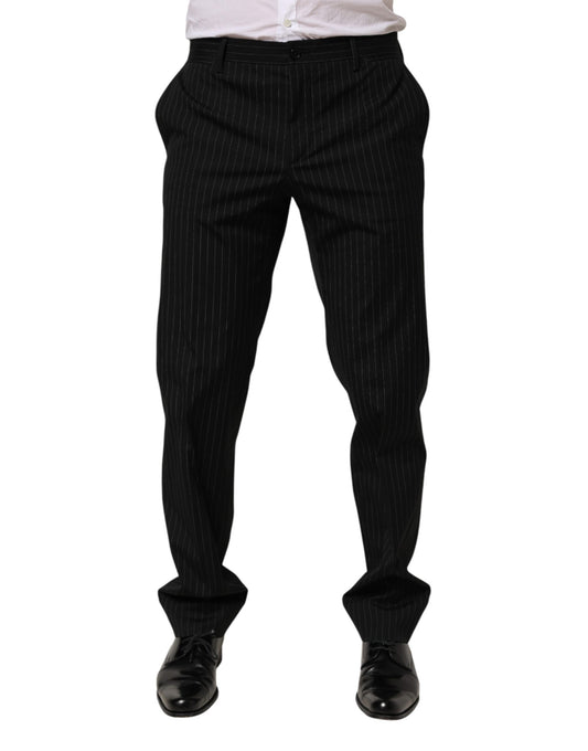 Pantalon habillé rayé noir Dolce &amp; Gabbana pour homme.