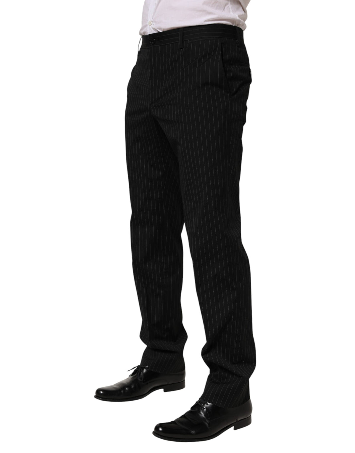 Pantalon habillé rayé noir Dolce &amp; Gabbana pour homme.