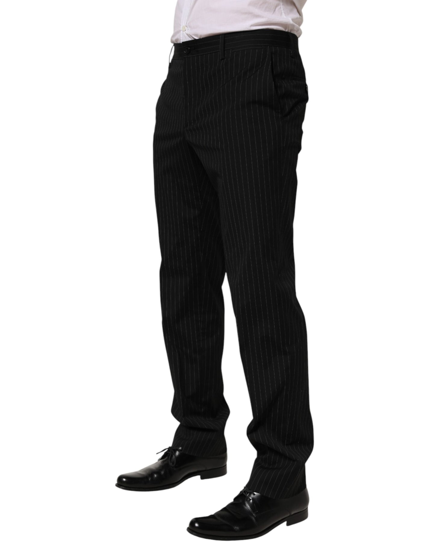 Pantalon habillé rayé noir Dolce &amp; Gabbana pour homme.