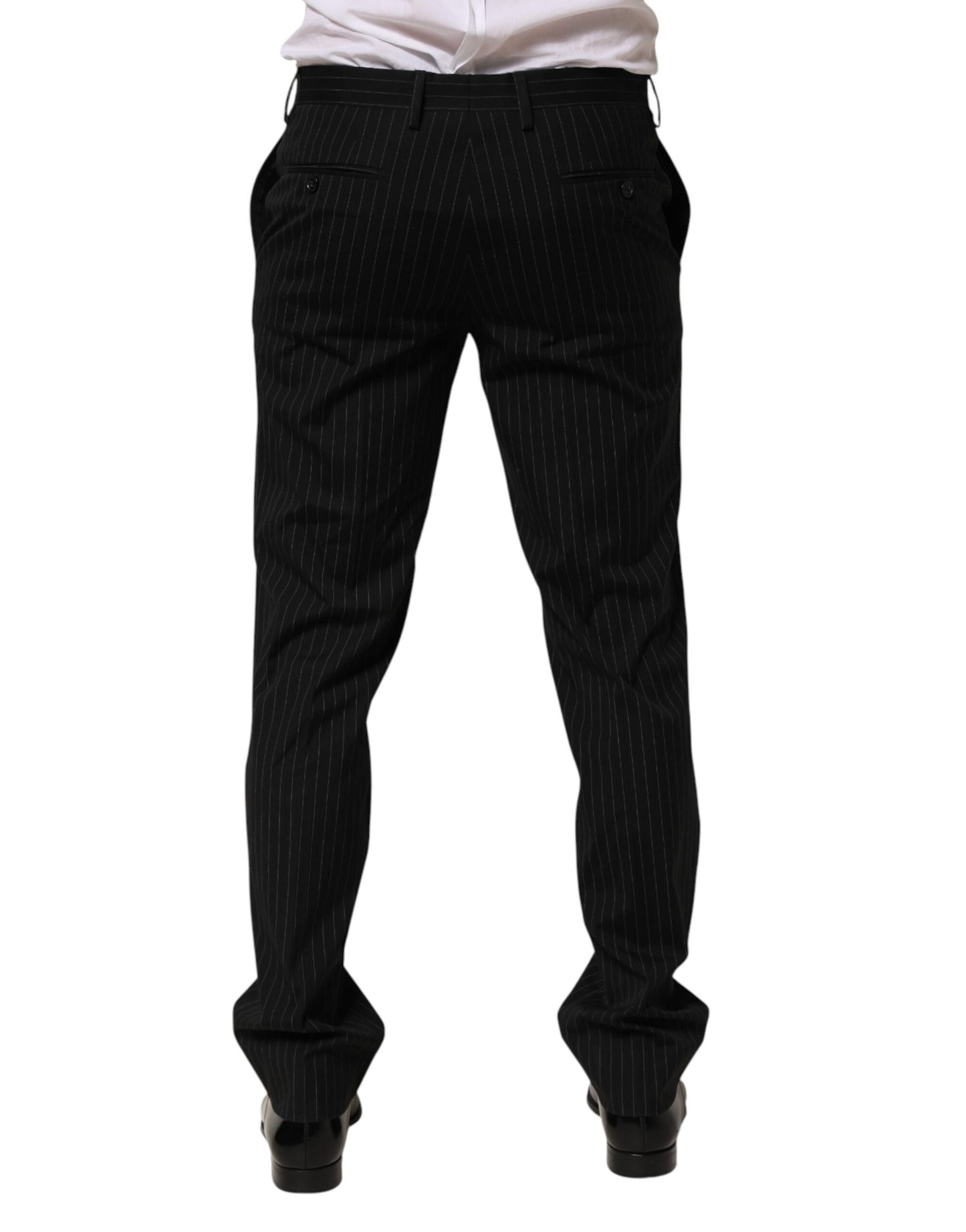Pantalon habillé rayé noir Dolce &amp; Gabbana pour homme.