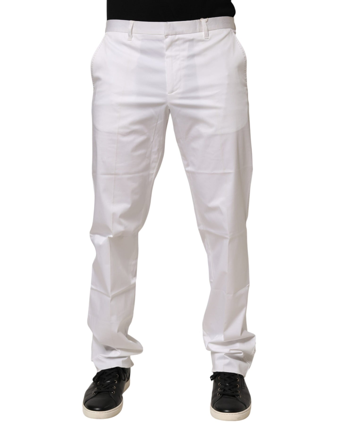 Pantalon habillé pour homme en coton extensible blanc John Richmond