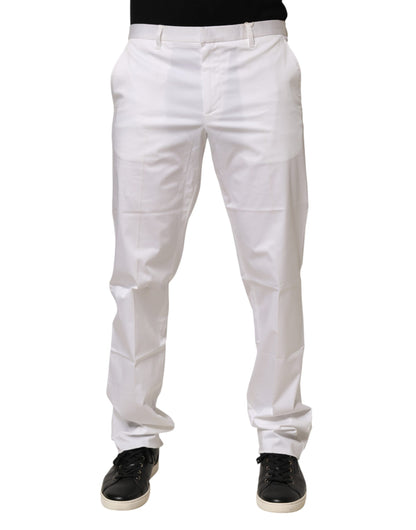 Pantalon habillé pour homme en coton extensible blanc John Richmond