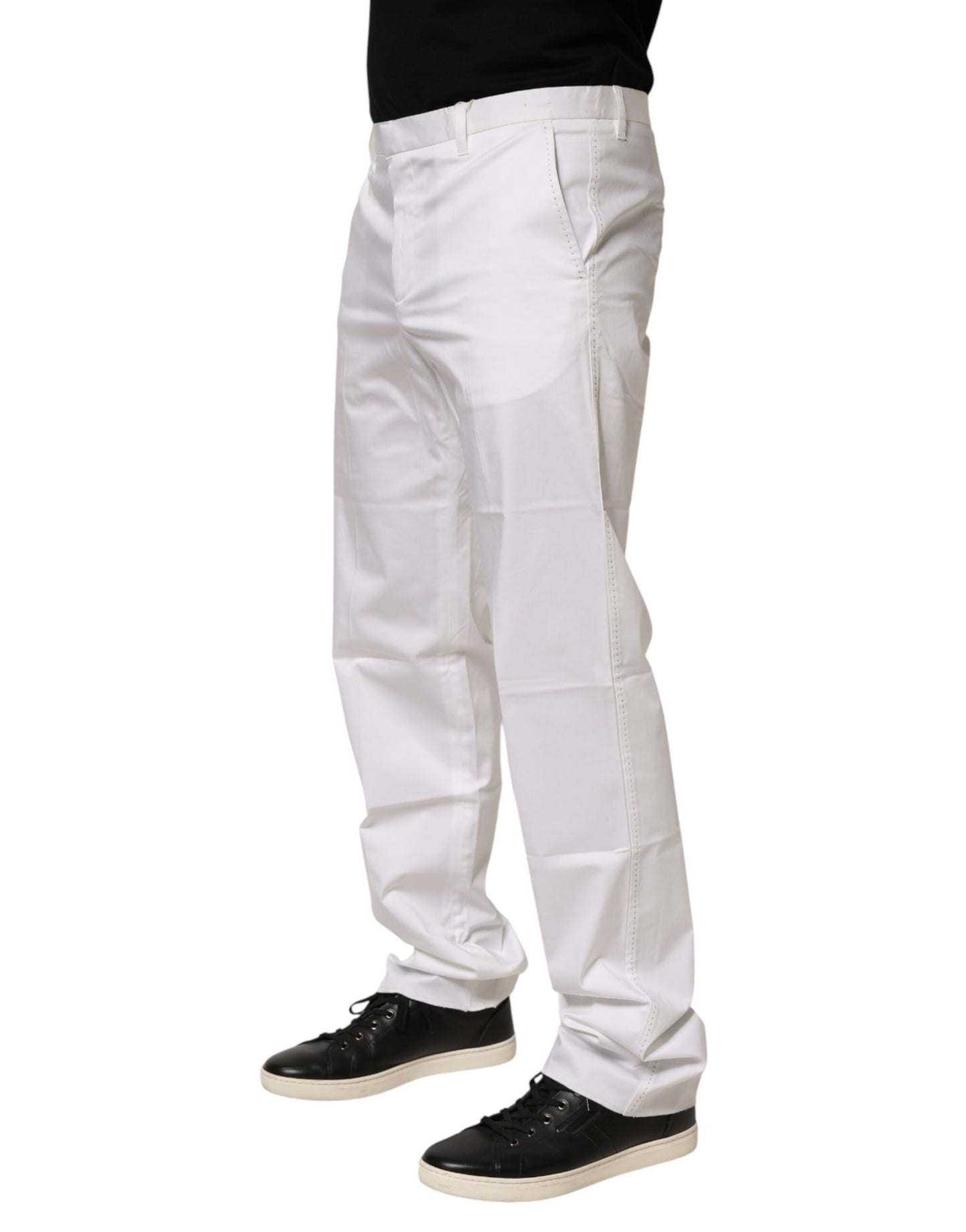 Pantalon habillé pour homme en coton extensible blanc John Richmond