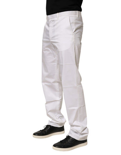 Pantalon habillé pour homme en coton extensible blanc John Richmond