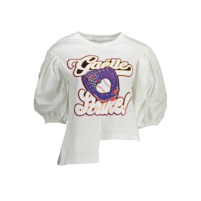 Gaelle Paris Bianco Cotton Women T-Shirt - Elegant & Versatile