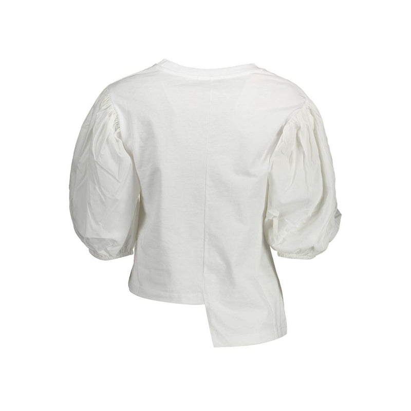 Gaelle Paris Bianco Cotton Women T-Shirt - Elegant & Versatile