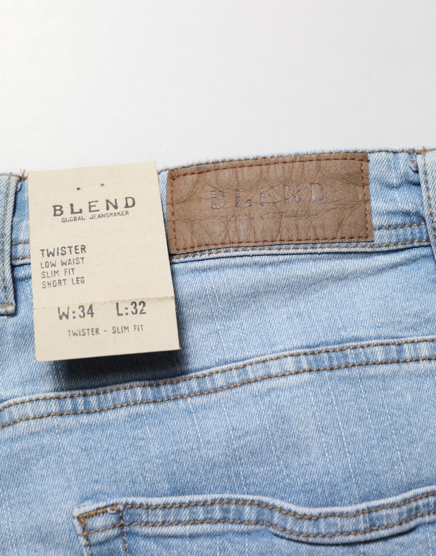Jean en jean pour homme Blend, bleu clair, taille basse, coupe slim, modèle Twister.