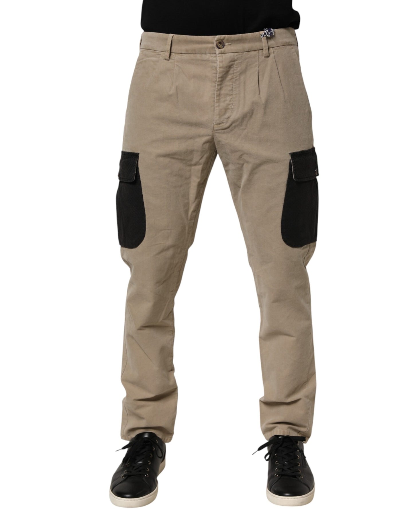 Pantalon chino cargo slim pour homme AT.P.CO beige, taille mi-hauteur.