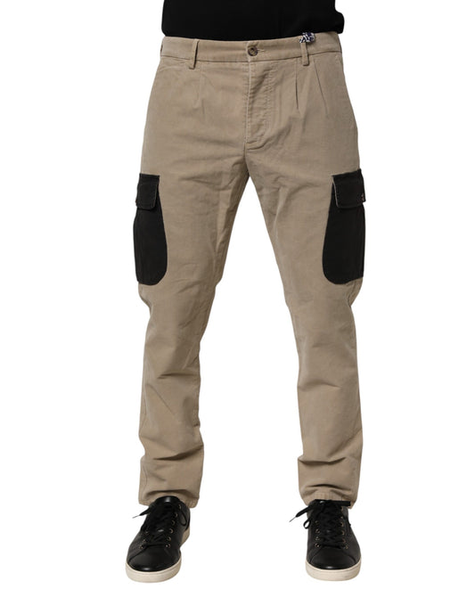 Pantalon chino cargo slim pour homme AT.P.CO beige, taille mi-hauteur.
