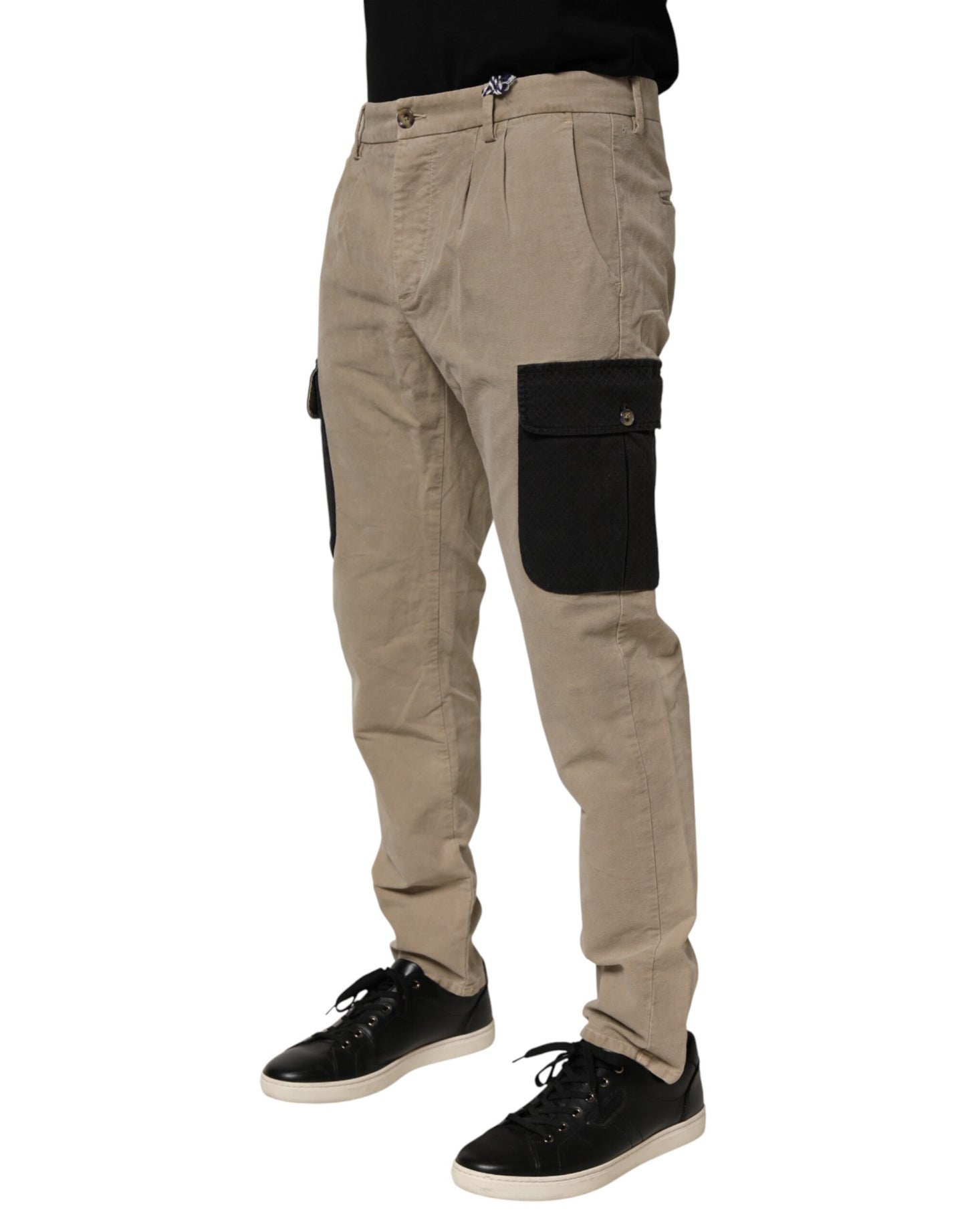 Pantalon chino cargo slim pour homme AT.P.CO beige, taille mi-hauteur.