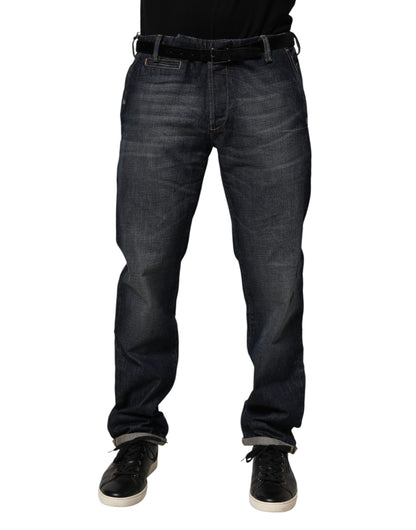 Jean slim en jean pour homme, bleu foncé, effet délavé, de la marque Brian Dales.