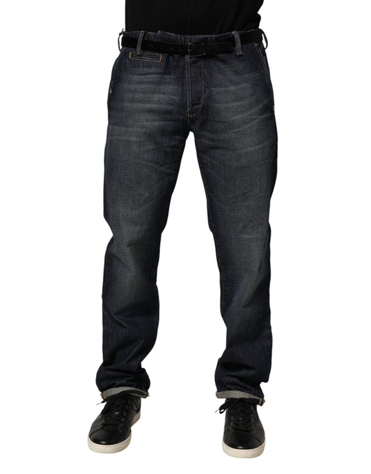 Jean slim en jean pour homme, bleu foncé, effet délavé, de la marque Brian Dales.