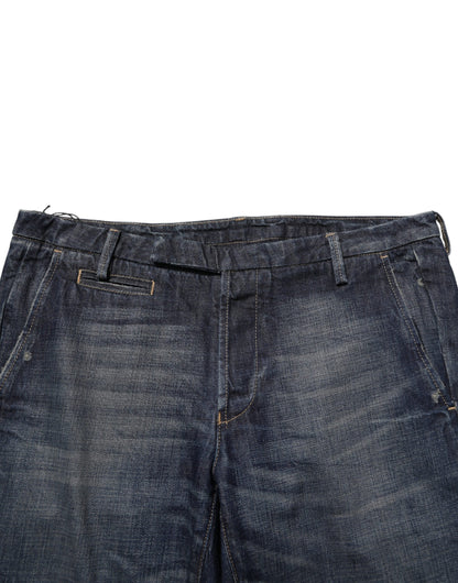 Jean slim en jean pour homme, bleu foncé, effet délavé, de la marque Brian Dales.