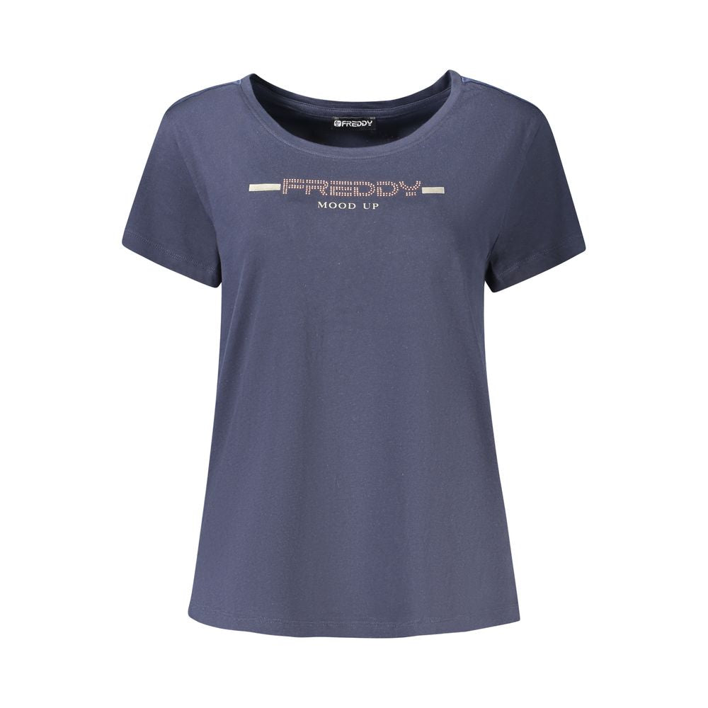 Freddy Blu Cotton Women T-Shirt with Rhinestone Detailing