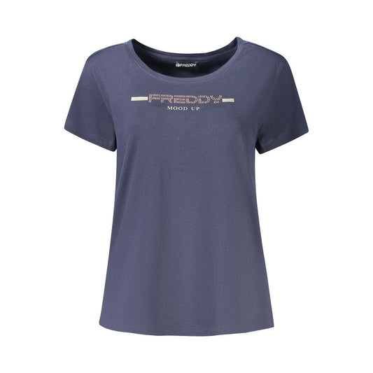 Freddy "Blu Cotton Women T-Shirt with Rhinestone Detailing"