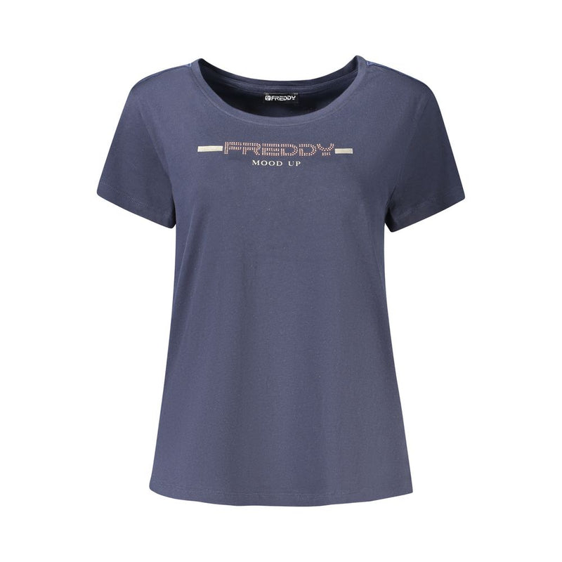 Freddy Blu Cotton Women T-Shirt with Rhinestone Detailing