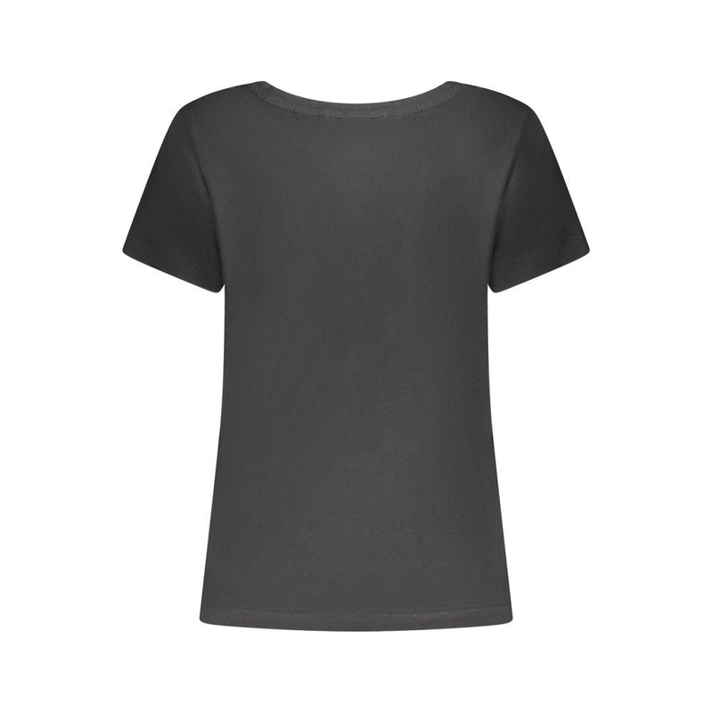 Freddy Black Cotton Women T-Shirt with Rhinestone Details