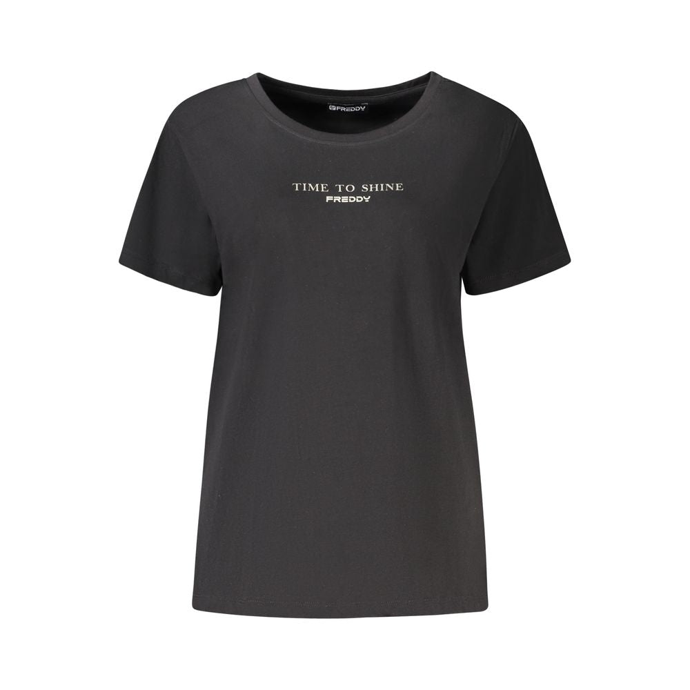 Freddy Black Cotton Women T-Shirt - Chic & Comfortable