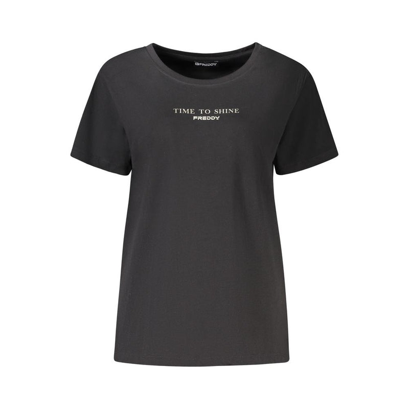 Freddy Black Cotton Women T-Shirt - Chic & Comfortable