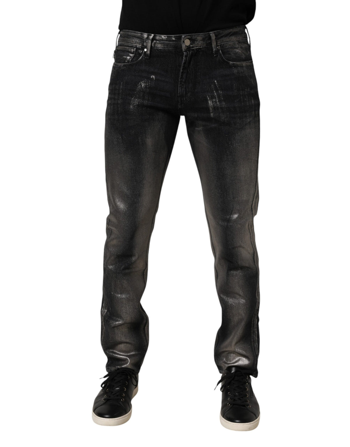 Jean slim en jean délavé noir pour homme Emporio Armani