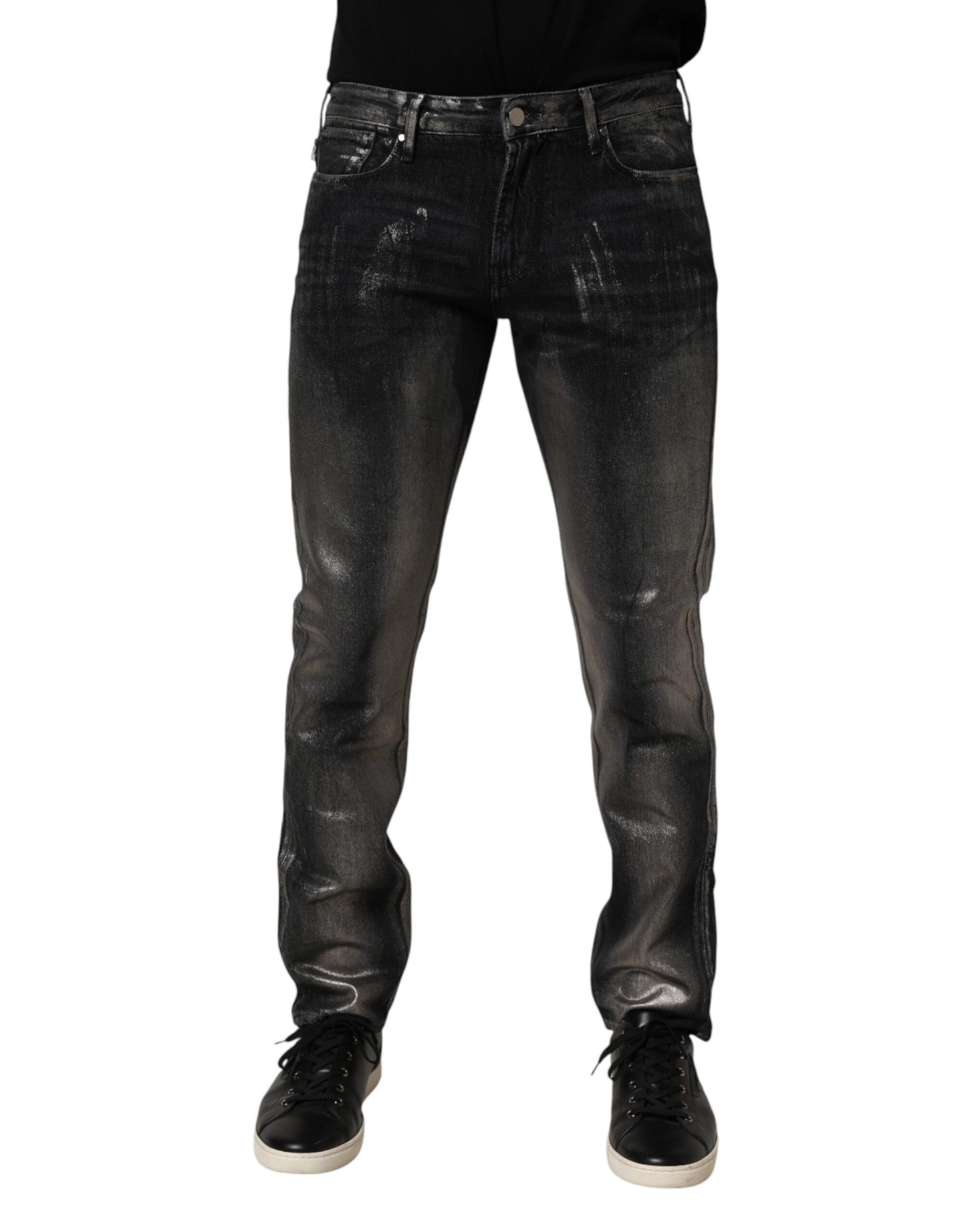 Jean slim en jean délavé noir pour homme Emporio Armani