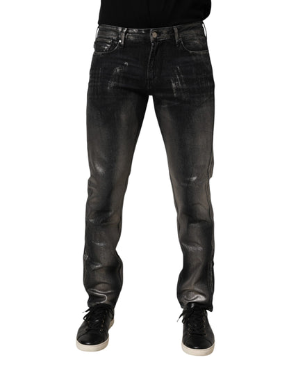 Jean slim en jean délavé noir pour homme Emporio Armani