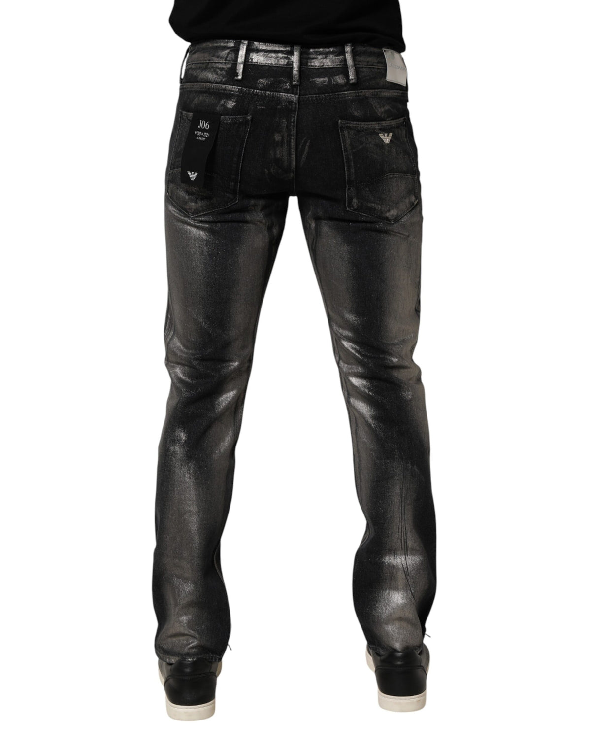 Jean slim en jean délavé noir pour homme Emporio Armani