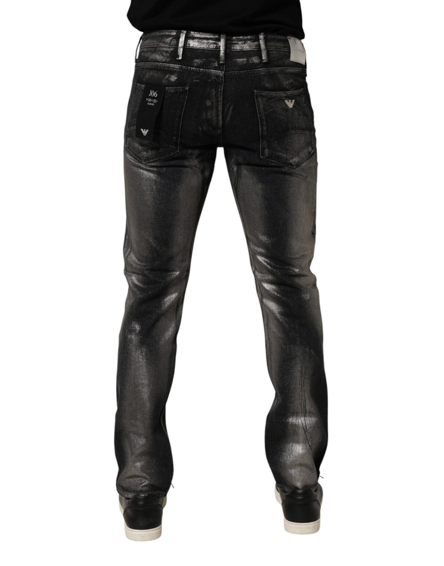 Jean slim en jean délavé noir pour homme Emporio Armani