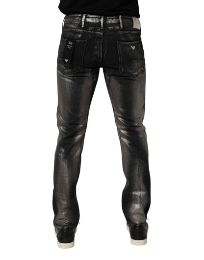 Jean slim en jean délavé noir pour homme Emporio Armani