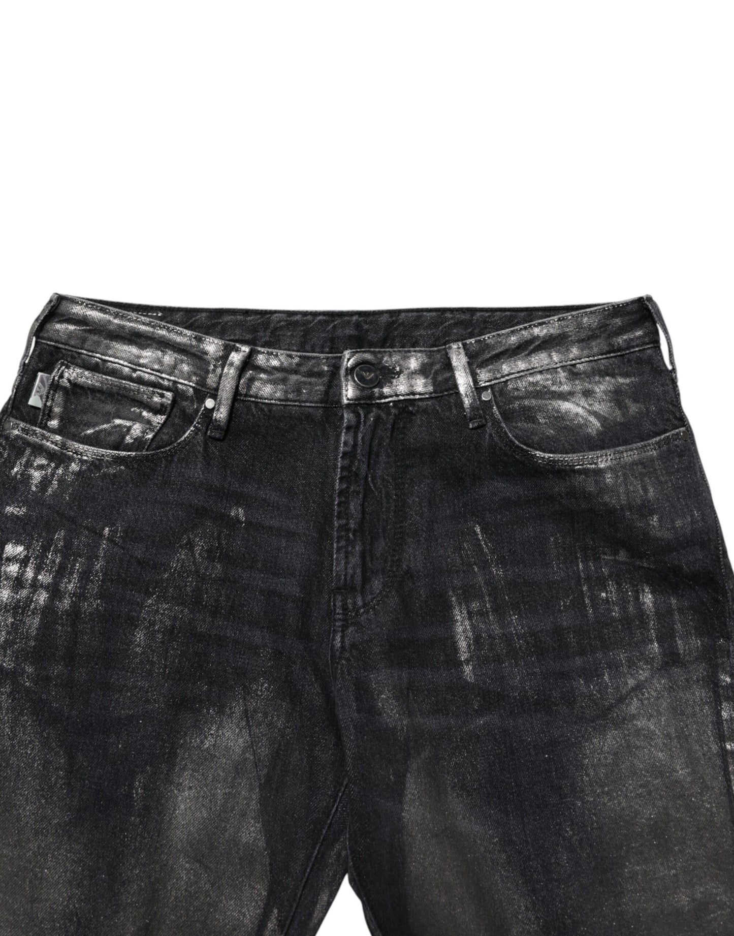 Jean slim en jean délavé noir pour homme Emporio Armani