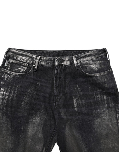Jean slim en jean délavé noir pour homme Emporio Armani